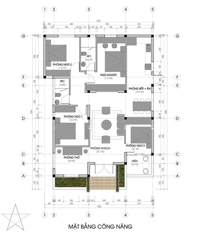 mặt bằng nhà cấp 4 200m2