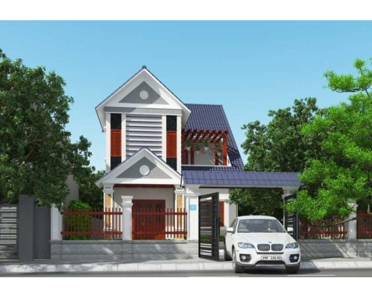 Thiết kế biệt thự 2 tầng mái thái 8x12m
