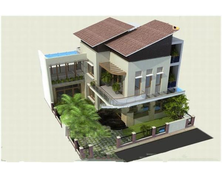 Biệt thự hiện đại 140m2 mái lệch độc đáo