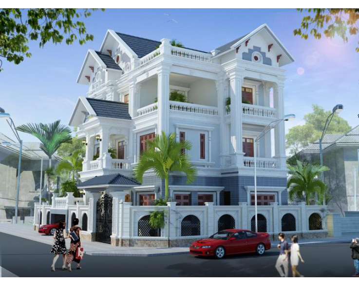 Mẫu biệt thự 3 tầng đẹp phong cách Tân cổ điển