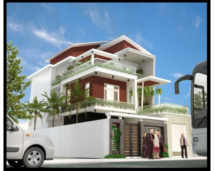 Thiết kế biệt thự mini 2 tầng mái lệch phong cách hiện đại