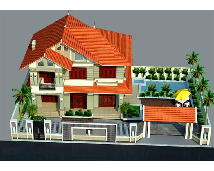 Biệt thự sân vườn đẹp 2 tầng