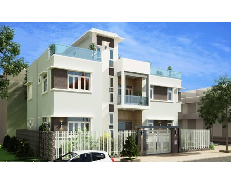 Nhà phố hiện đại 14.5x19m 2 tầng 1 tum độc đáo lạ mắt